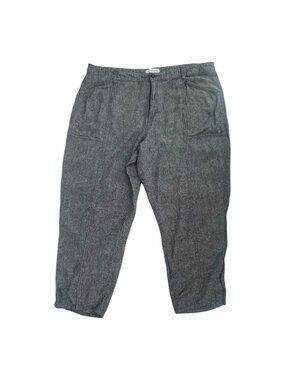 Liz Claiborne Plus Size 18 Blue Herringbone Linen Blend Capri Utility Pants